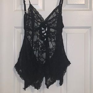 BLACK LACE TEDDIE SEXY SHEER FLORAL